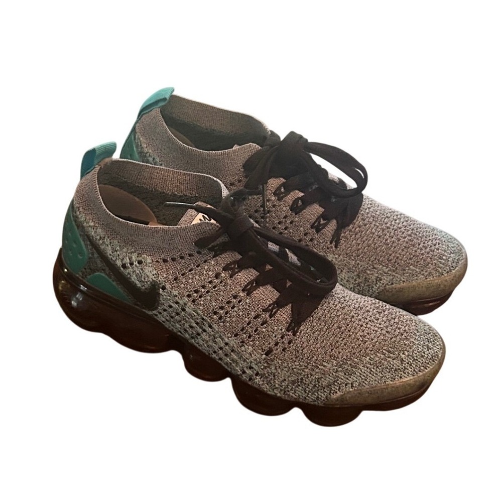 Nike Air VaporMax 2 Flyknit Women's Running Shoes Gray Turquoise Sneakers Sz 6.5